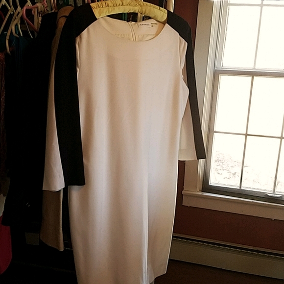 Cream and black Calvin Klein dress - Picture 1 of 6
